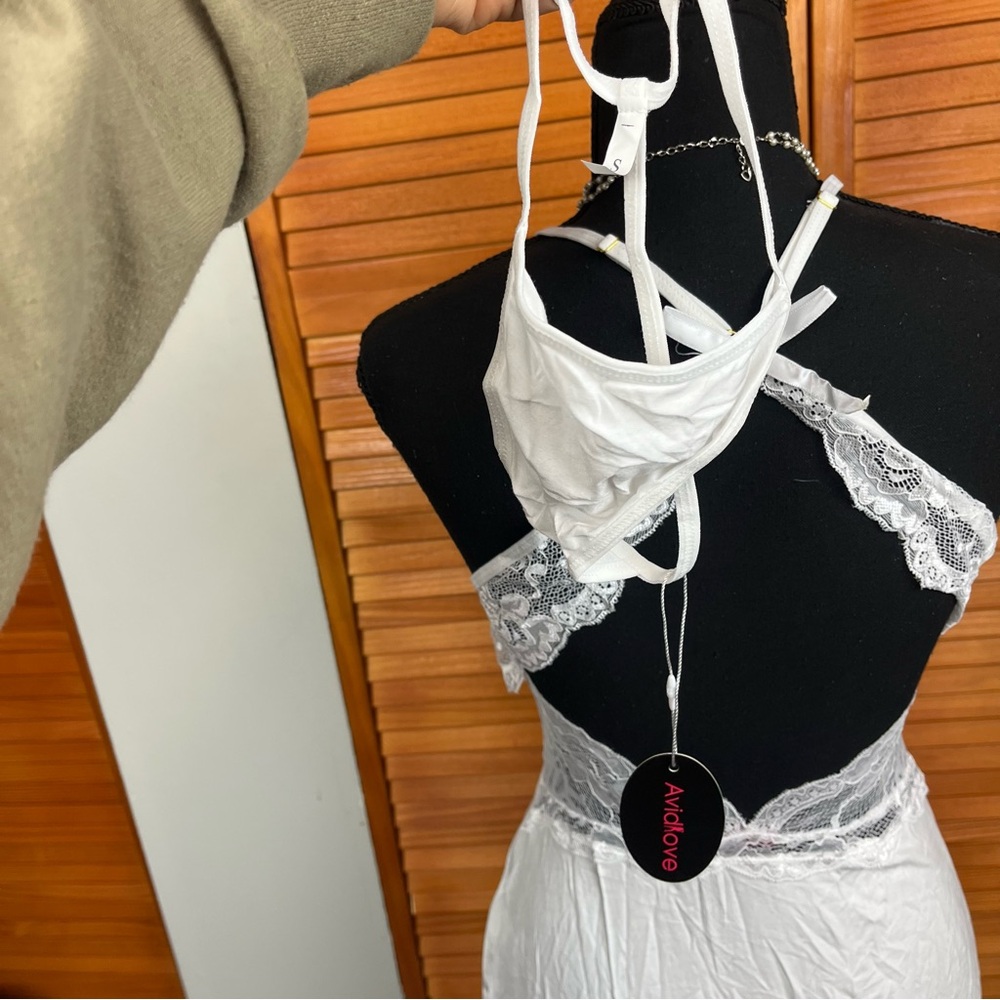 Chic White Lace Slip Dress - Picture 5 of 5
